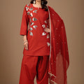 Ruby Red Cotton Farshi Salwar Set