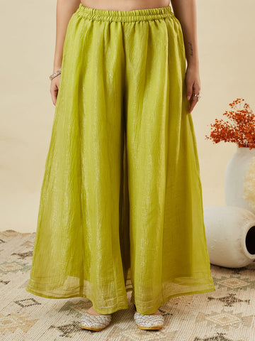 Neon Embroidered Peplum Top with Sharara Set For Women