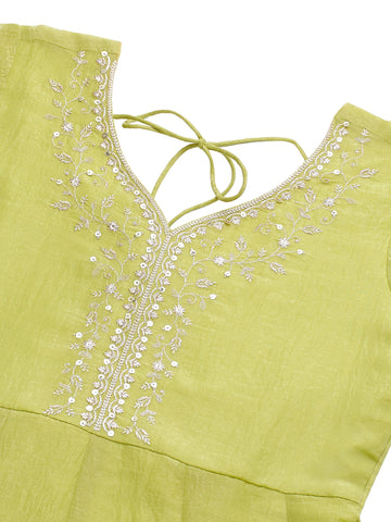 Neon Embroidered Peplum Top with Sharara Set For Women
