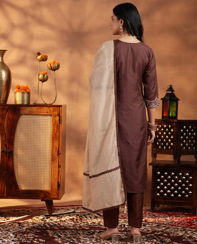 Classic Brown Ethnic Wear Suit Set for Women